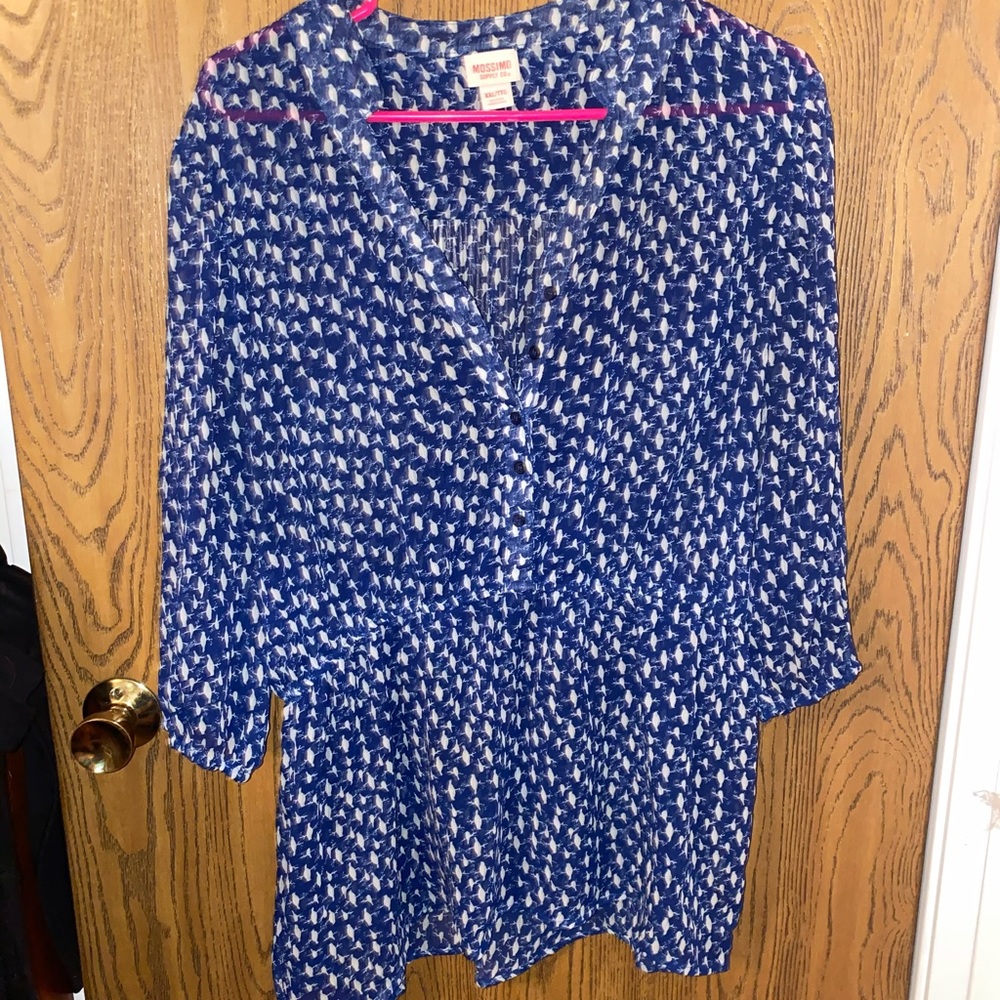 Blue and white blouse
